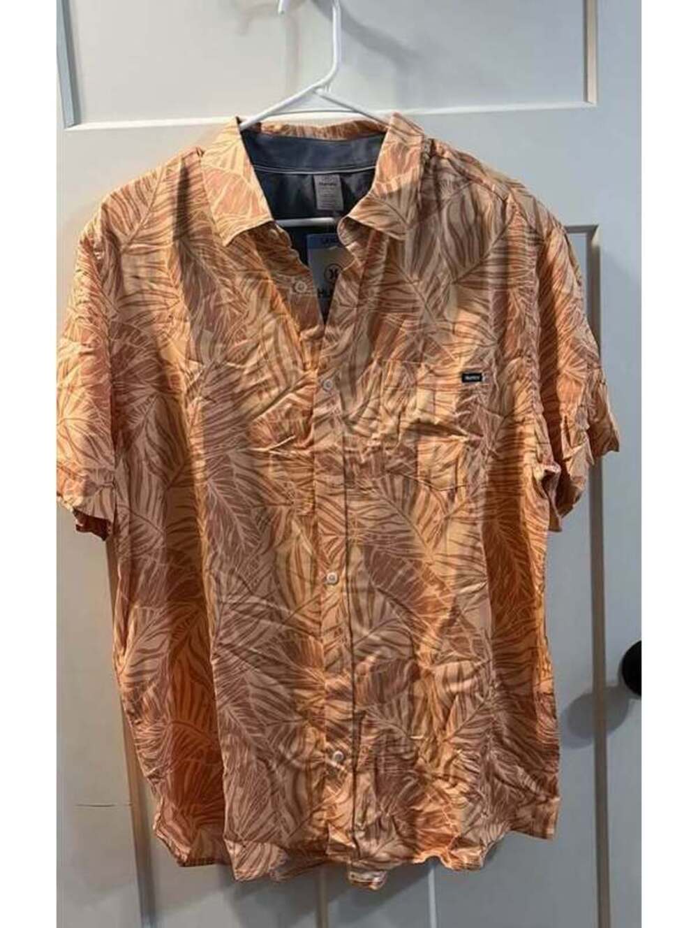 Hurley orange boardwalk men’s button down shirt size large